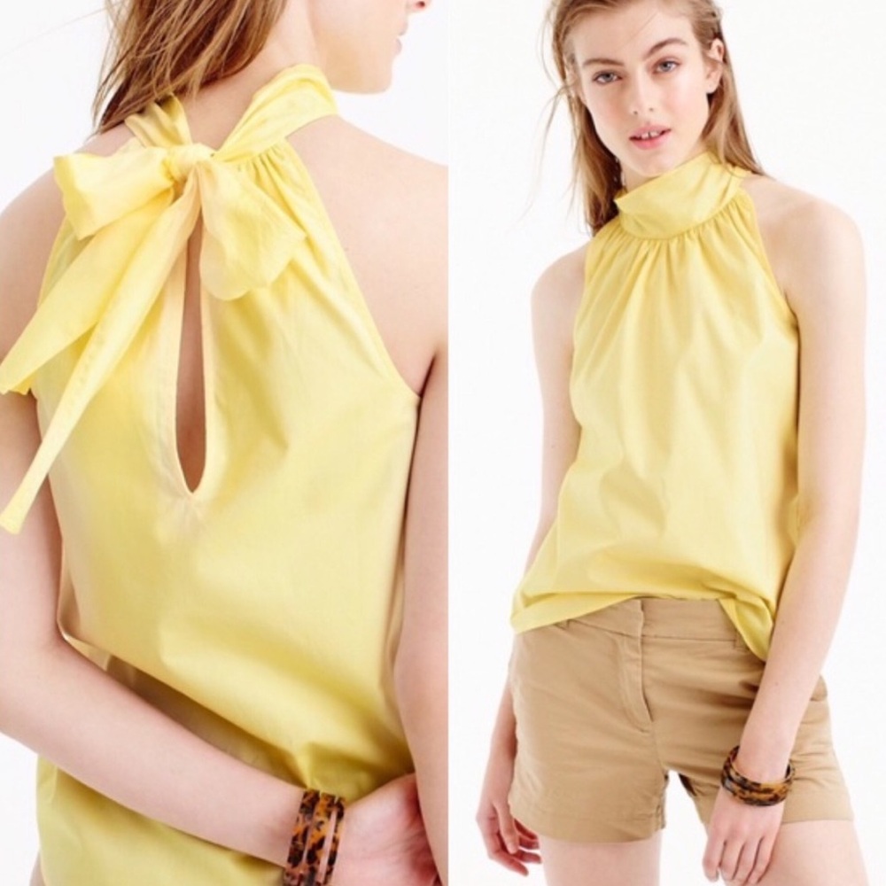 J. Crew Light Yellow Halter Blouse